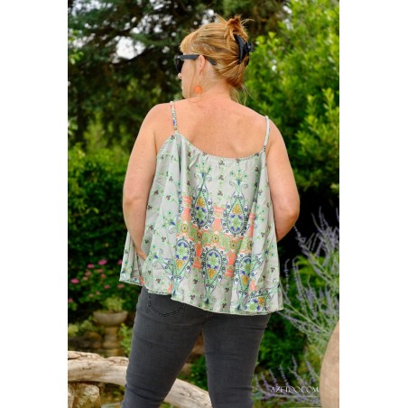 Top fleuri gris femme | AZETOO