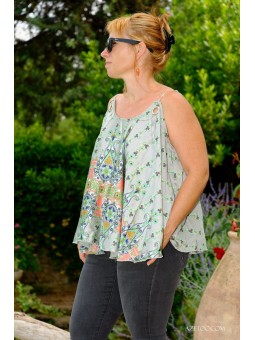 Top fleuri gris femme | AZETOO 2
