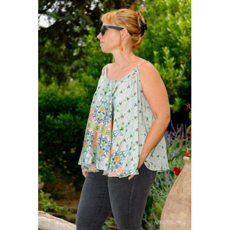 Top fleuri gris femme | AZETOO