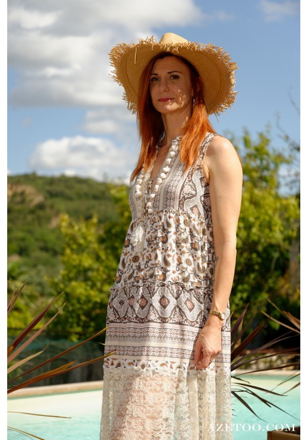 Robe longue online ecru boheme