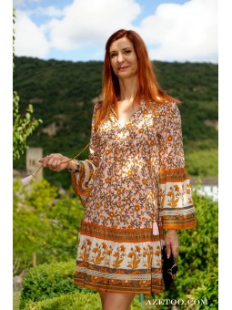 Robe bohème courte fleurie femme | AZETOO 2