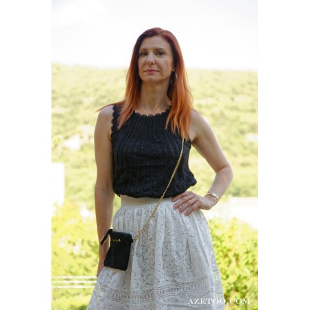 Jupe courte dentelle blanche femme | AZETOO