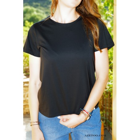 Tee-shirt noir basique femme | AZETOO