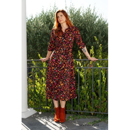 Robe chemise fleurie rouge femme | AZETOO