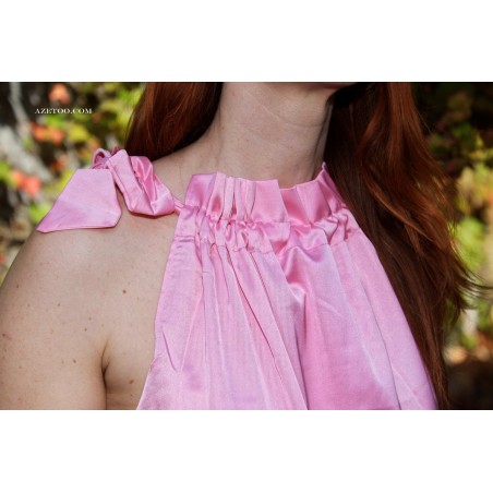 Top satin rose fuchsia femme | AZETOO