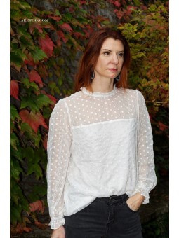 Blouse brodée blanche Marguerite femme | AZETOO 2