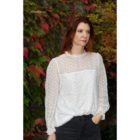 Blouse brodée blanche Marguerite femme | AZETOO