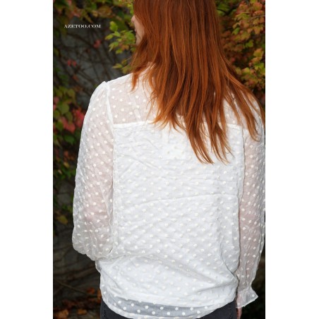 Blouse brodée blanche Marguerite femme | AZETOO