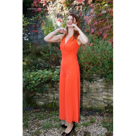 Combinaison cache-cœur corail Femme | AZETOO