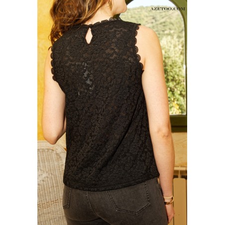 Top dentelle noir femme | AZETOO