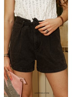Short paperbag noir femme | AZETOO 2
