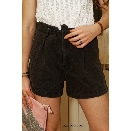 Short paperbag noir femme | AZETOO