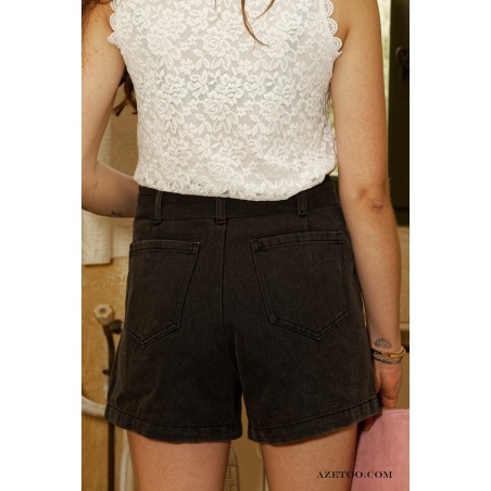 Short paperbag noir femme | AZETOO