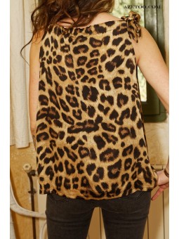 Top satin léopard femme | AZETOO 2