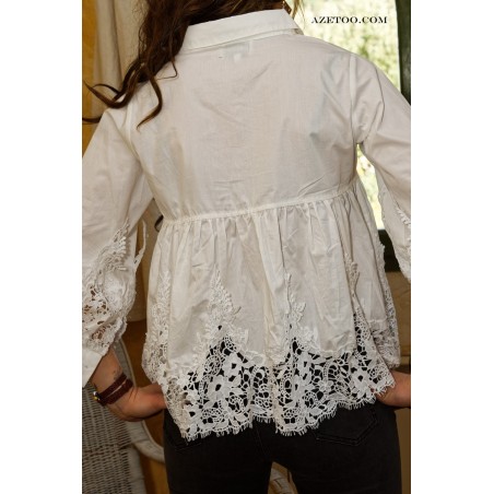 Chemise dentelle coton femme | AZETOO