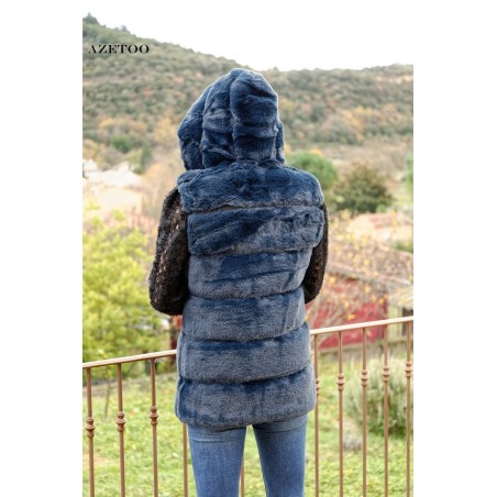 Manteau fausse fourrure marine femme | AZETOO