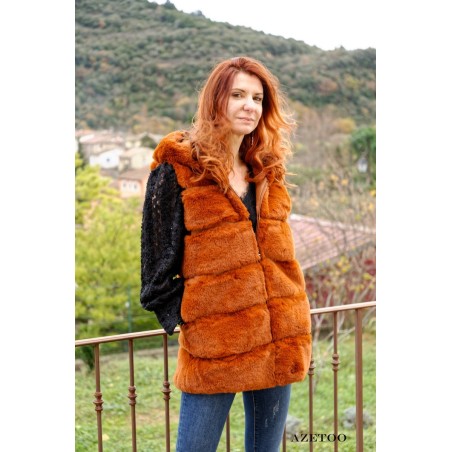 Manteau fausse fourrure caramel femme | AZETOO