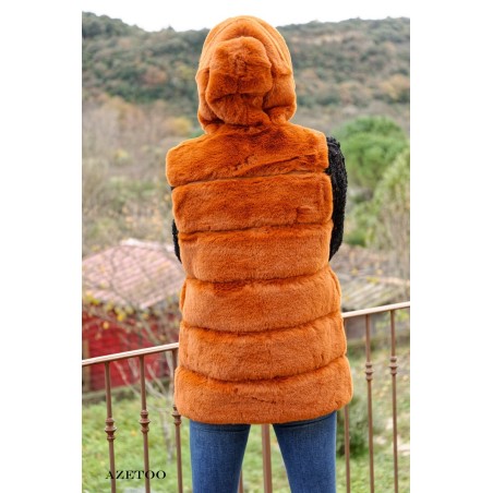 Manteau fausse fourrure caramel femme | AZETOO