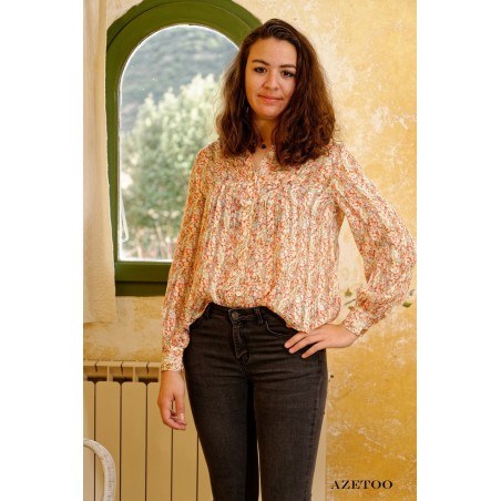Chemise fleurie rose femme | AZETOO