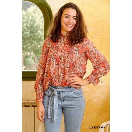 Chemise cachemire rouge femme | AZETOO
