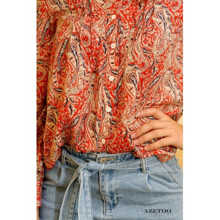 Chemise cachemire rouge femme | AZETOO