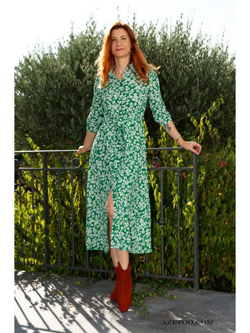 Robe chemise top fleurie
