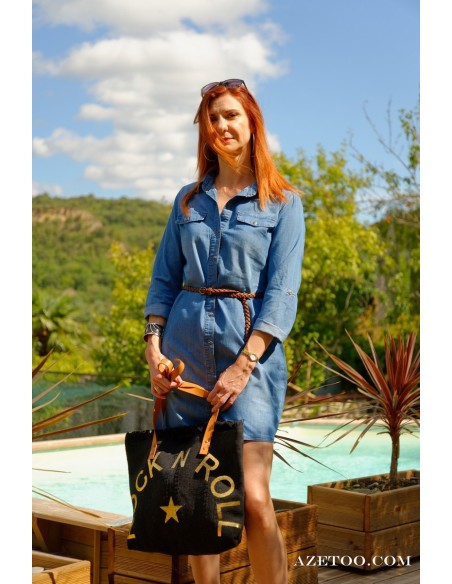 Robe chemise courte jeans clair femme | AZETOO