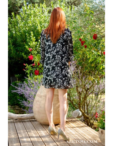 Robe chemise courte liberty noir femme | AZETOO