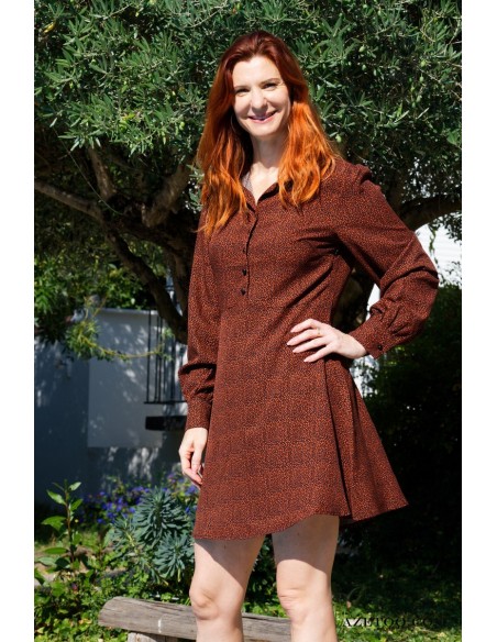 Robe chemise courte bordeaux femme | AZETOO