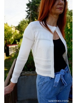 Gilet Blanc en Maille Ajourée