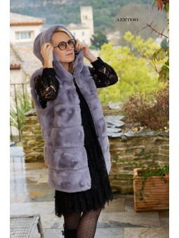 Manteau fausse fourrure gris femme | AZETOO 2