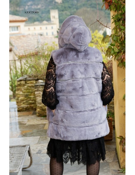 Manteau fausse fourrure gris femme | AZETOO