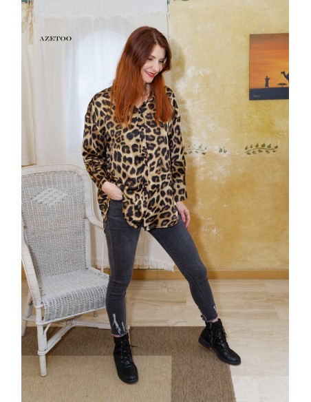 Chemise oversize imprimé léopard femme | AZETOO