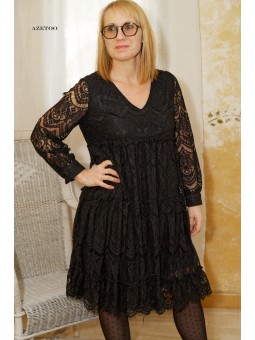 Robe courte dentelle noire femme | AZETOO 2