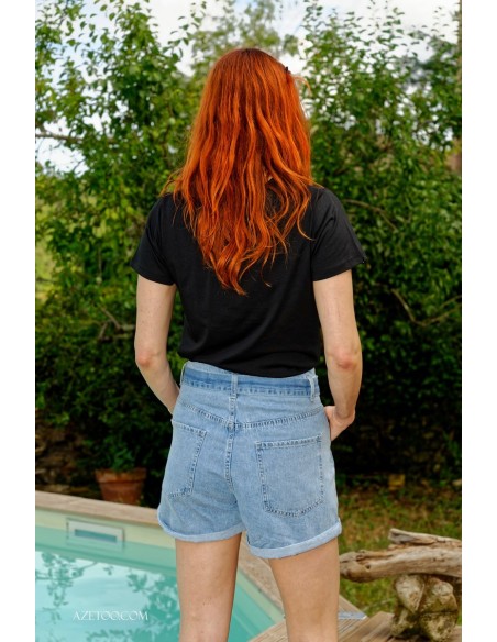 Short paperbag denim clair femme | AZETOO