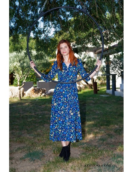 Robe chemise fleurie verte femme | AZETOO