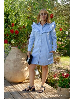 Robe Chemise en Jeans Clair...