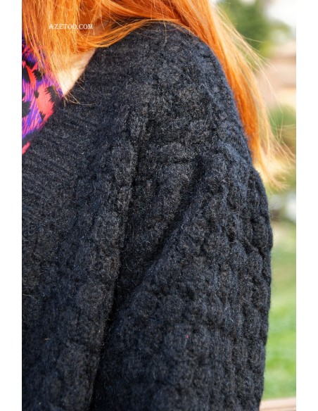 Gilet maille noir femme | AZETOO
