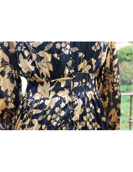 Robe longue fleurie noire femme | AZETOO