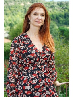 Robe longue imprimé cachemire rouge femme | AZETOO 2