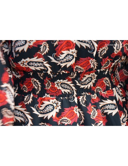 Robe longue imprimé cachemire rouge femme | AZETOO