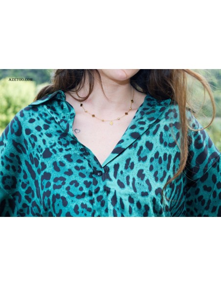 Chemise oversize léopard vert sapin femme | AZETOO