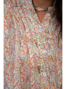 Chemise fleurie rose femme | AZETOO 2