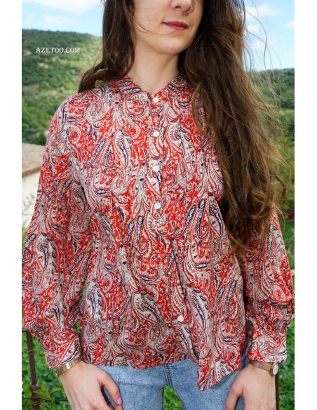 Chemise cachemire rouge femme | AZETOO