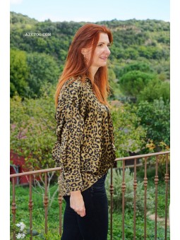 Chemise léopard kaki femme | AZETOO 2