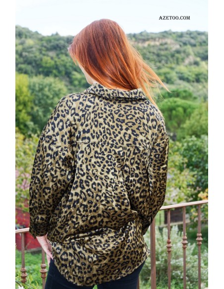 Chemise léopard kaki femme | AZETOO