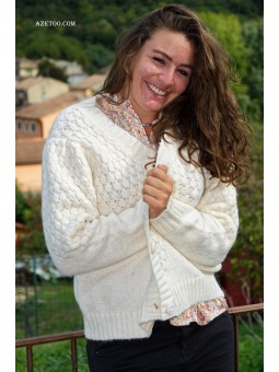 Gilet maille beige femme | AZETOO 2