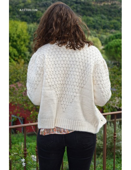 Gilet maille beige femme | AZETOO