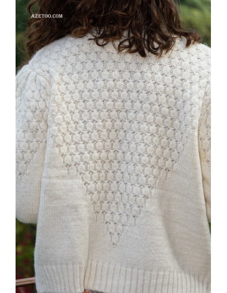 Gilet maille beige femme | AZETOO