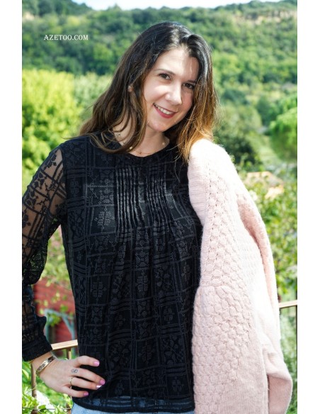 Gilet maille rose femme | AZETOO